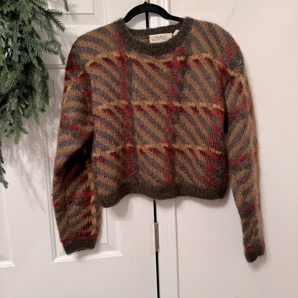Linda Allard for Ellen Tracy Vintage Mohair Blend Crop Sweater Size M